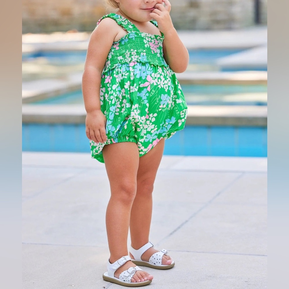 Little English Infant Girls Vivi Bubble Romper‎ Palmetto Floral Size 18 Months